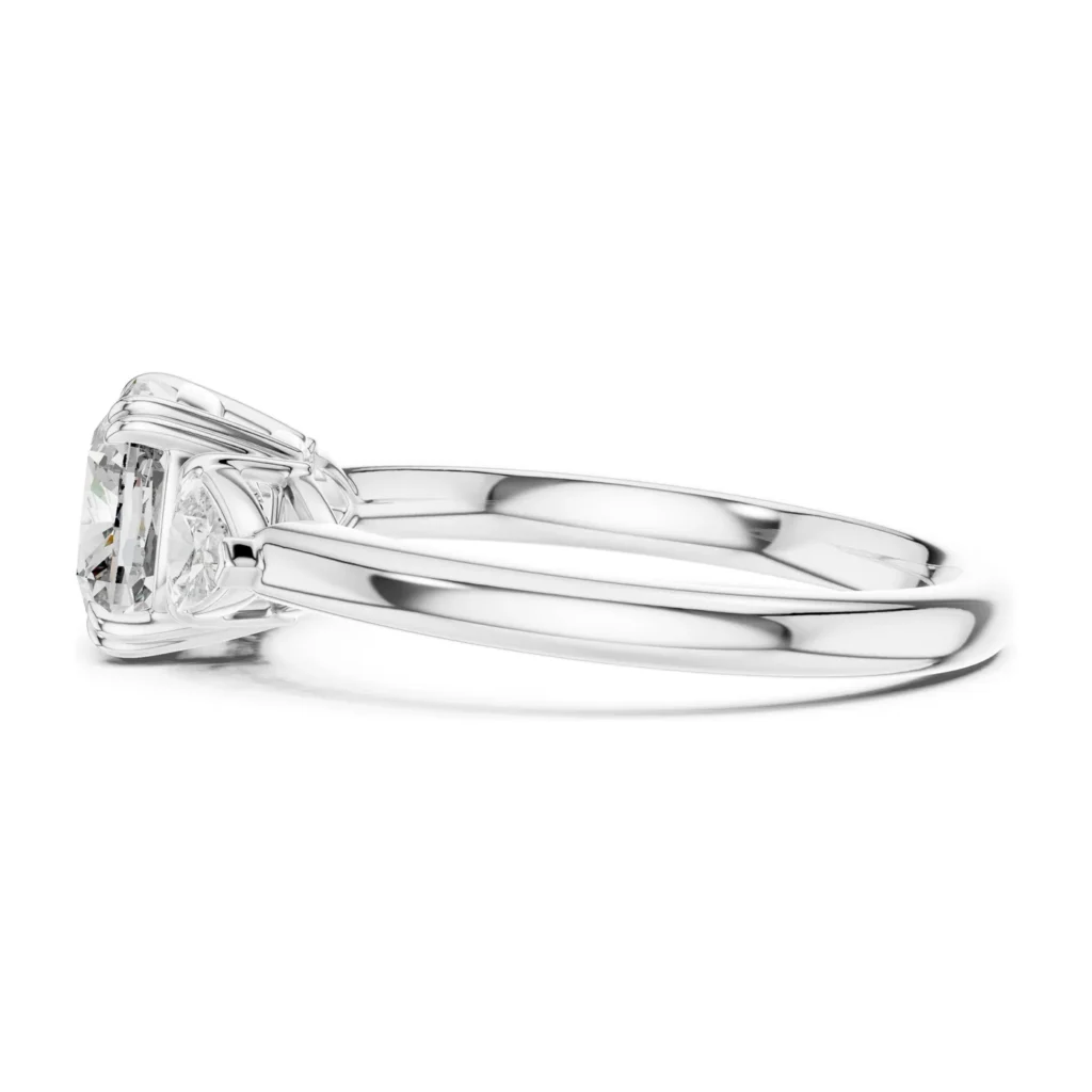 Round Three-Stone Ring with Pear Sides — photo 7