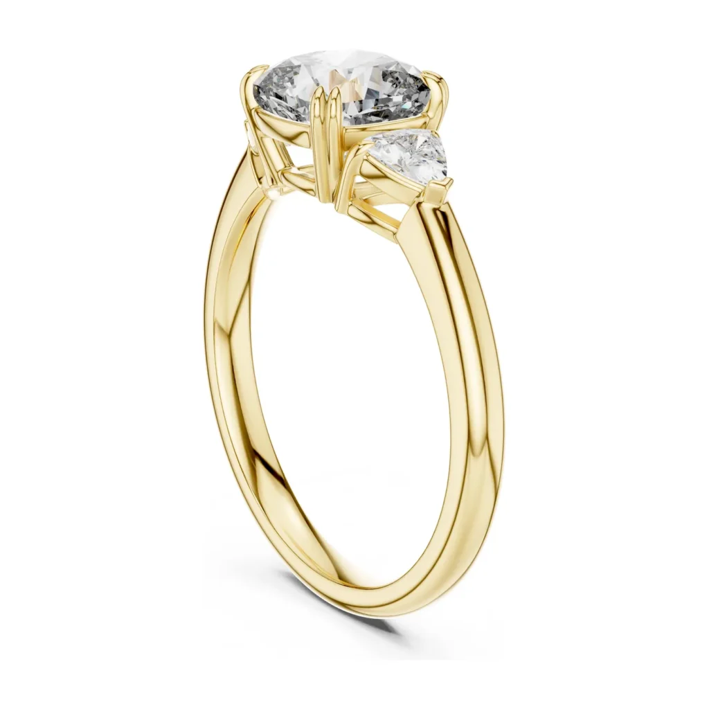 Round Three-Stone Ring with Pear Sides