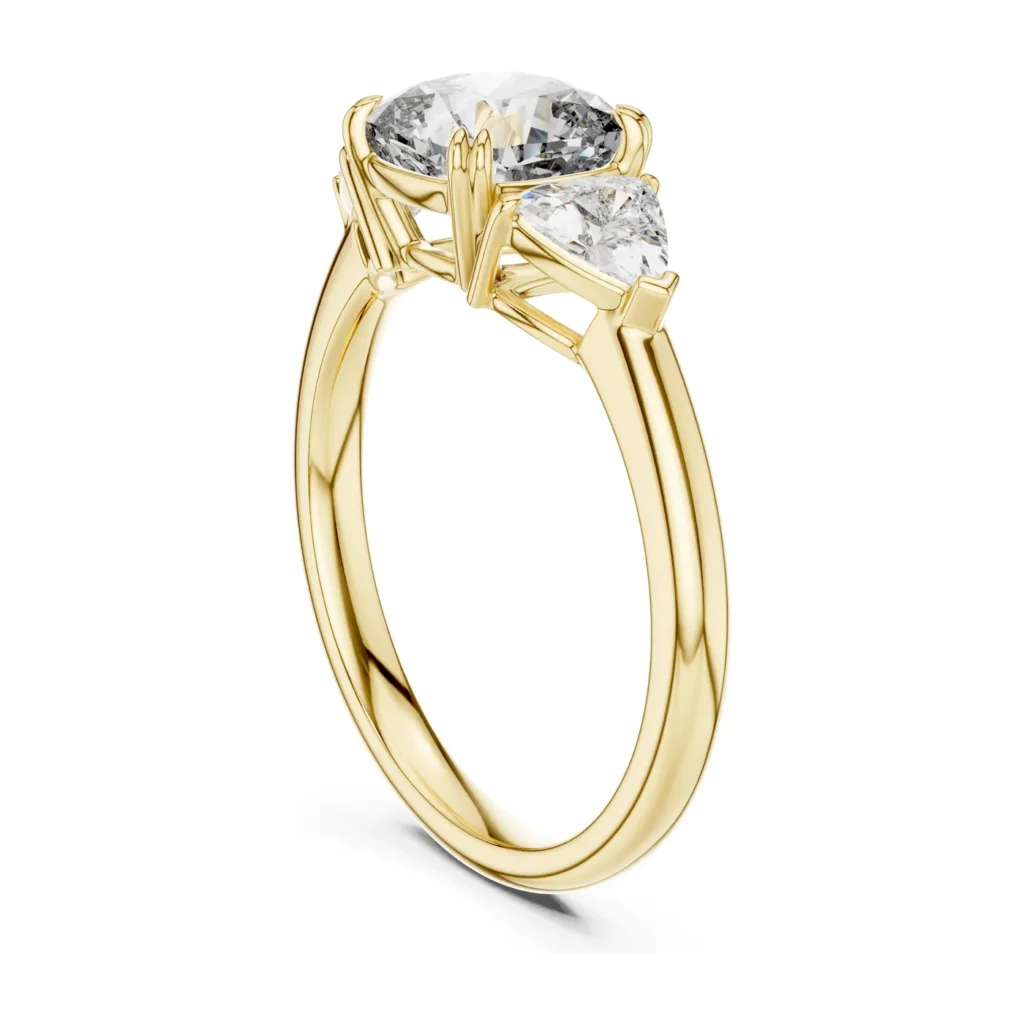 Cushion Three-Stone Ring with Pear Sides