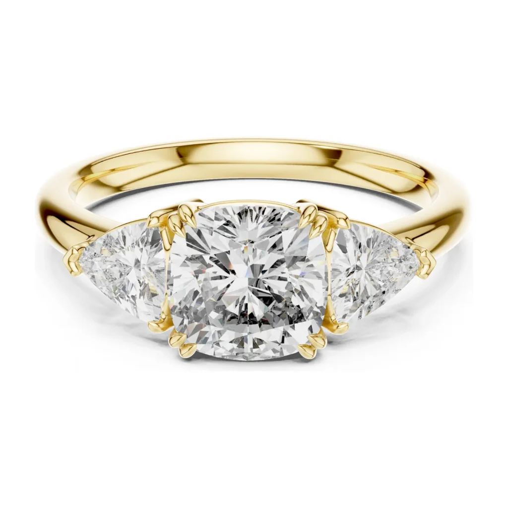 Cushion Three-Stone Ring with Pear Sides — photo 4