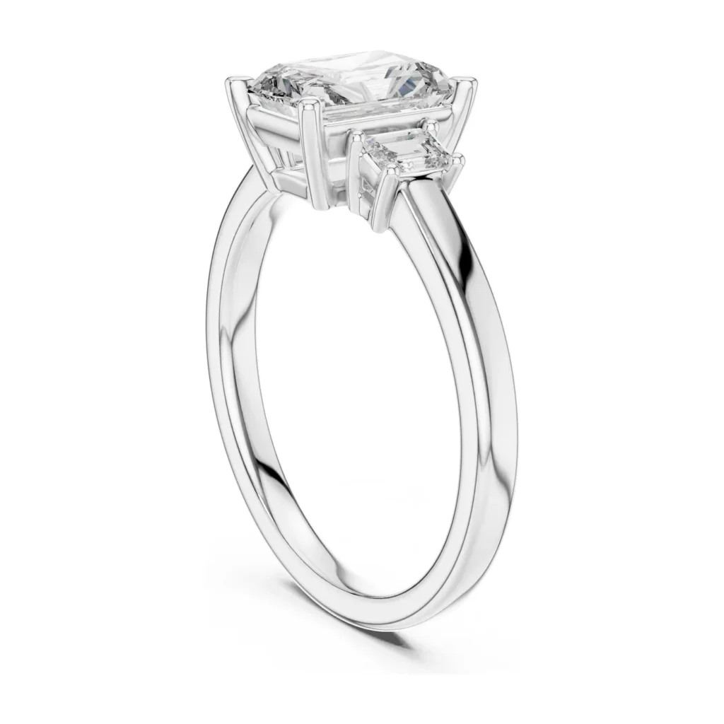 Radiant Three-Stone Ring with Baguettes — photo 5