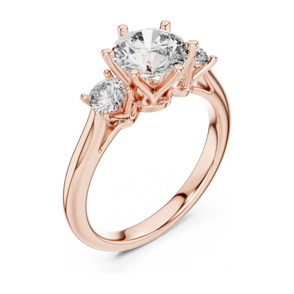 Round Three-Stone Ring with Trillion Sides — photo 10
