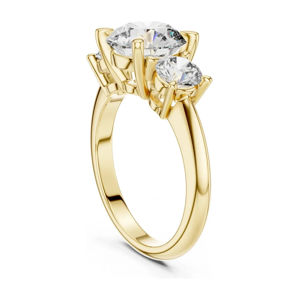 Round Three-Stone Ring with Round Sides