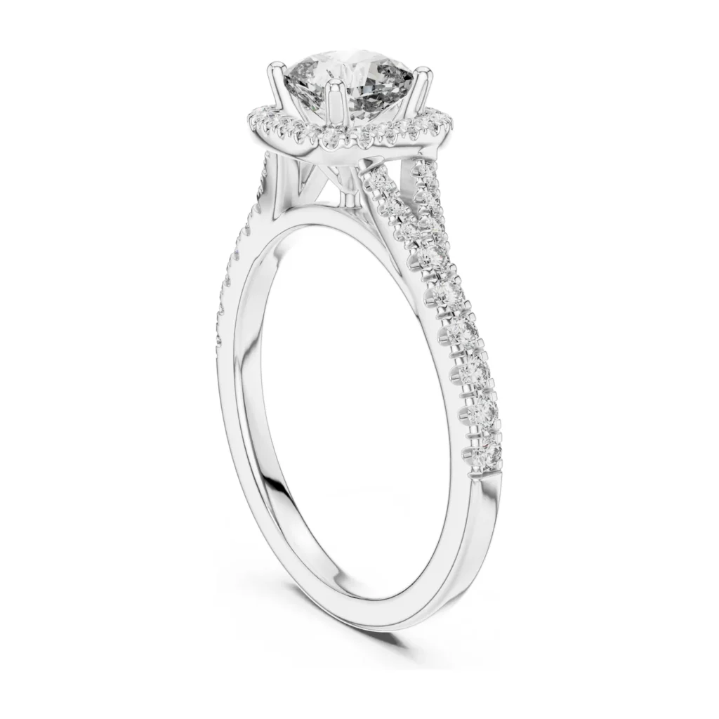 Petite Halo Pavé Engagement Ring — photo 5