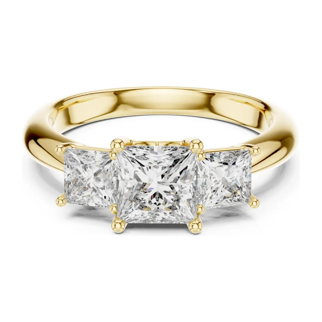 Princess-Cut Three-Stone Engagement Ring — photo 4