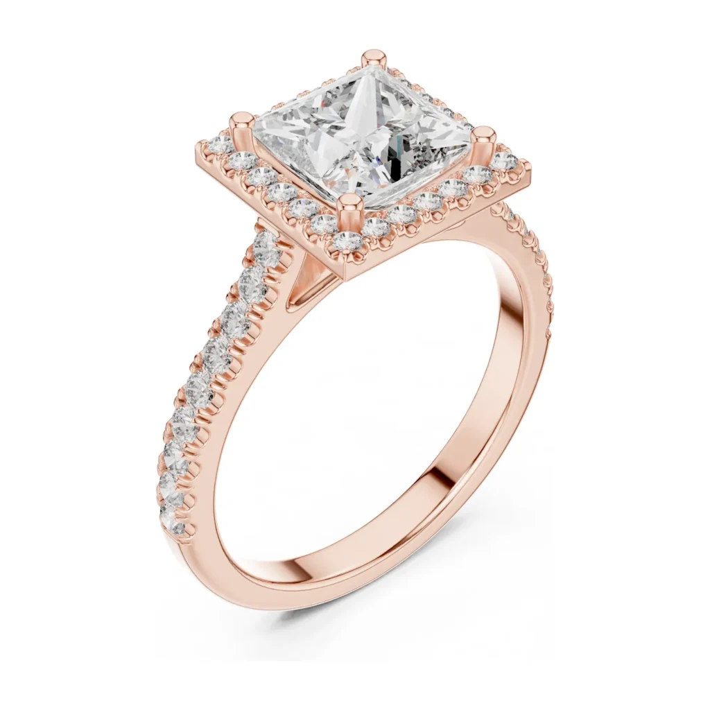 Princess-Cut Halo Pavé Ring — photo 10