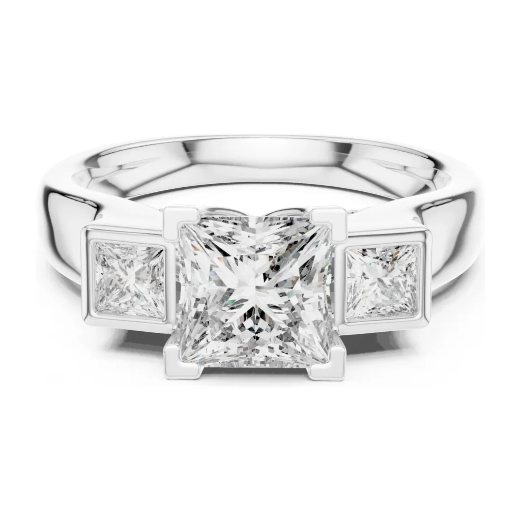 Princess-Cut Ring with Bezel Side Stones — photo 8