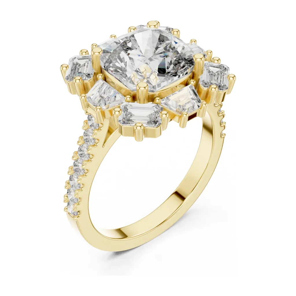 Cushion Starburst Halo Pavé Ring — photo 2