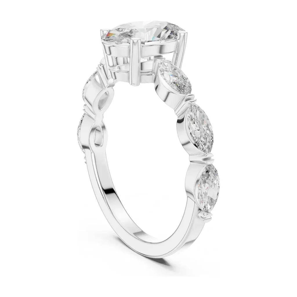Oval Ring with Marquise Bezel Band — photo 5