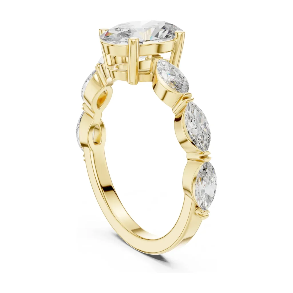 Oval Ring with Marquise Bezel Band