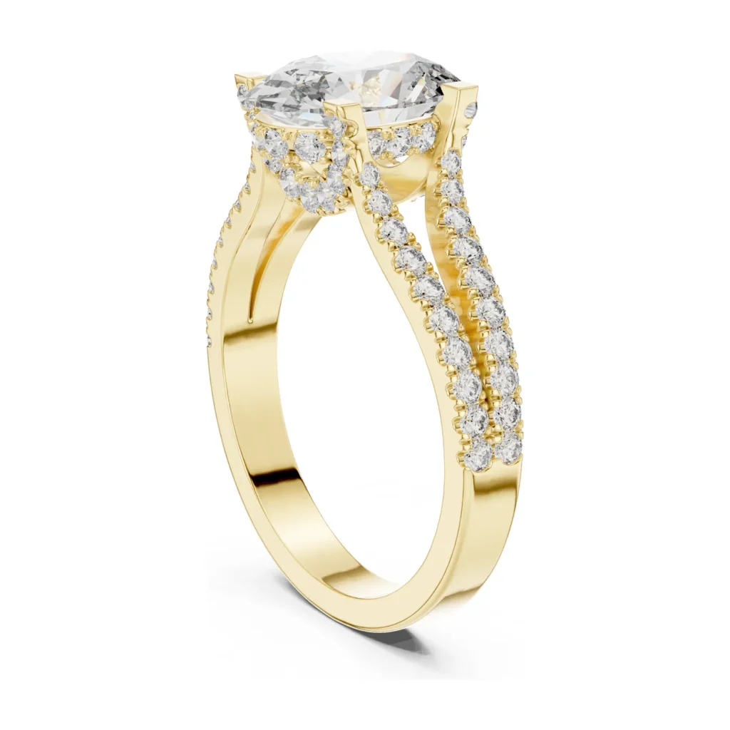 Oval Hidden Halo Split-Shank Pavé Ring
