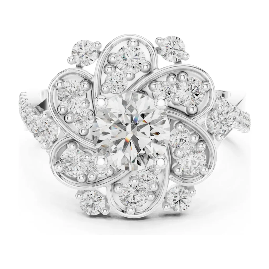 Round Floral Filigree Halo Ring — photo 8