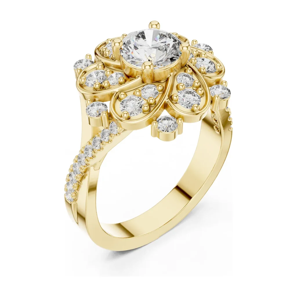 Round Floral Filigree Halo Ring — photo 2