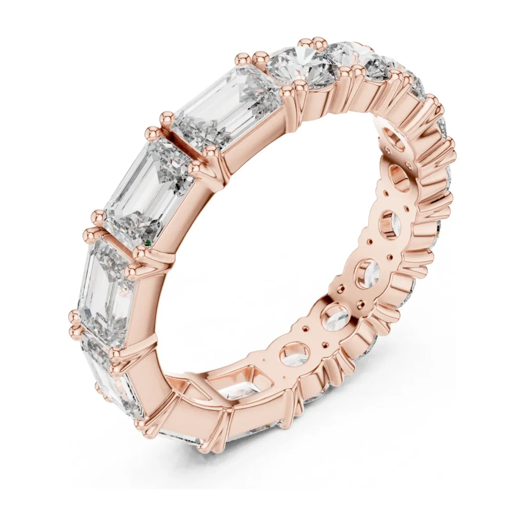 Emerald-Cut & Round Station Eternity Band — photo 10