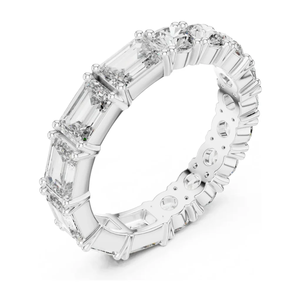 Emerald-Cut & Round Station Eternity Band — photo 6