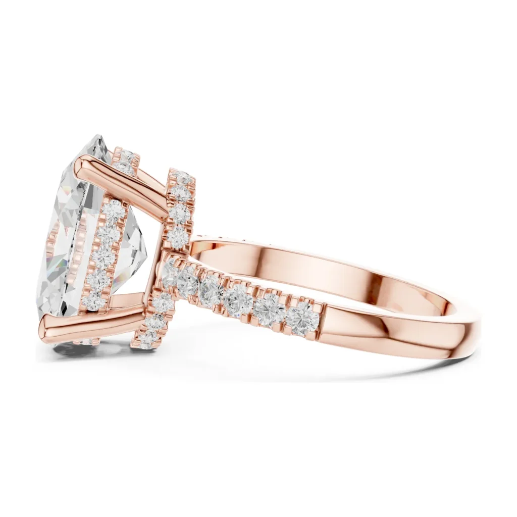 Oval Hidden Halo Pavé Cathedral Ring — photo 11