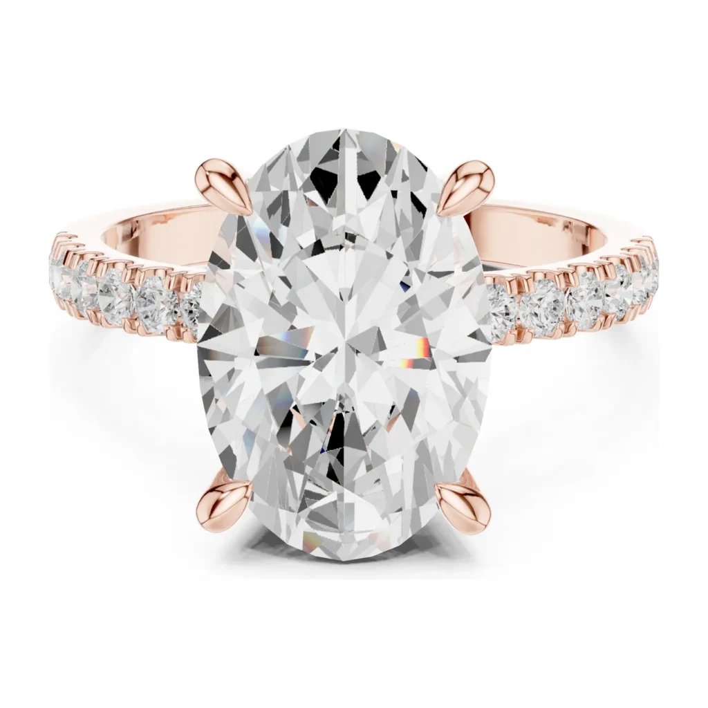 Oval Hidden Halo Pavé Cathedral Ring — photo 12