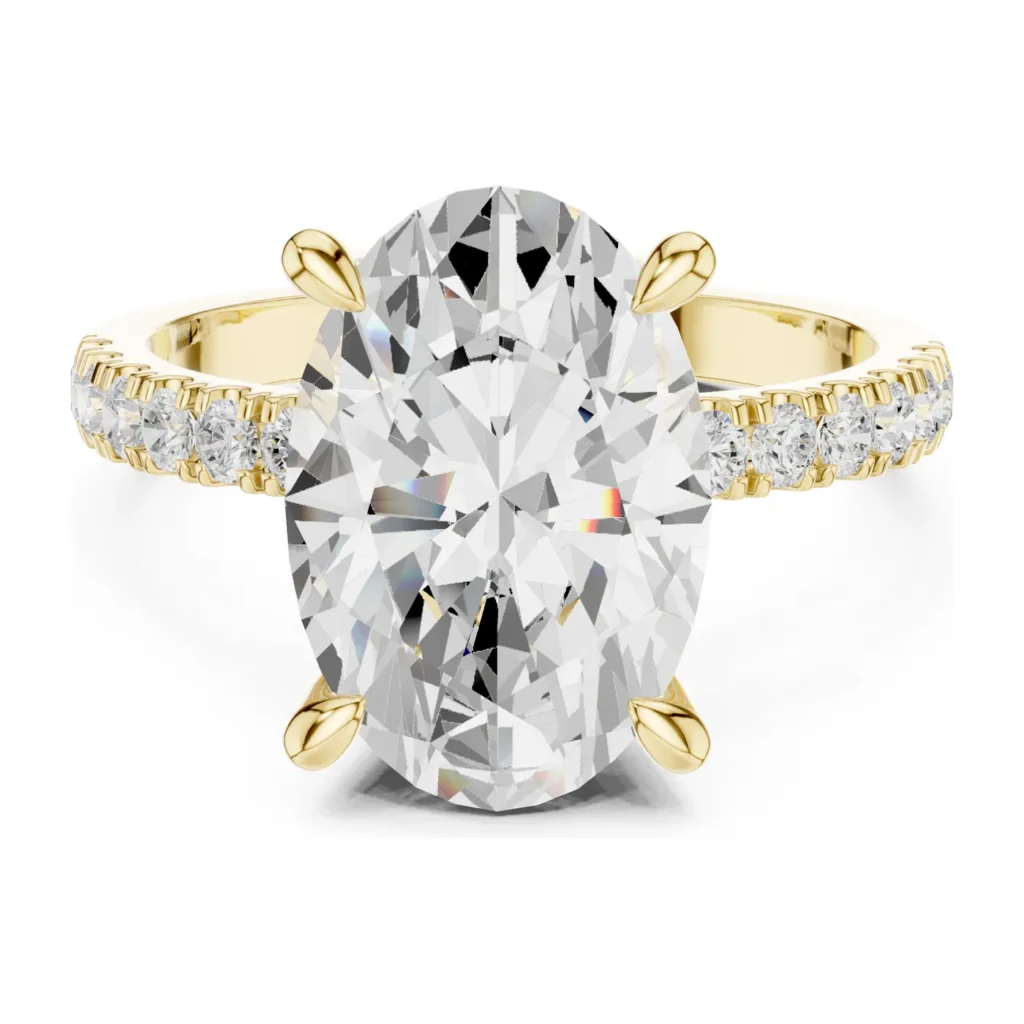 Oval Hidden Halo Pavé Cathedral Ring — photo 4