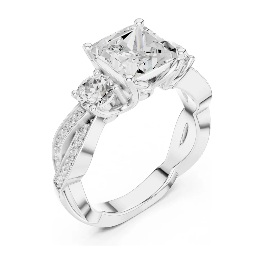 Princess-Cut Three-Stone Twist Ring — photo 6