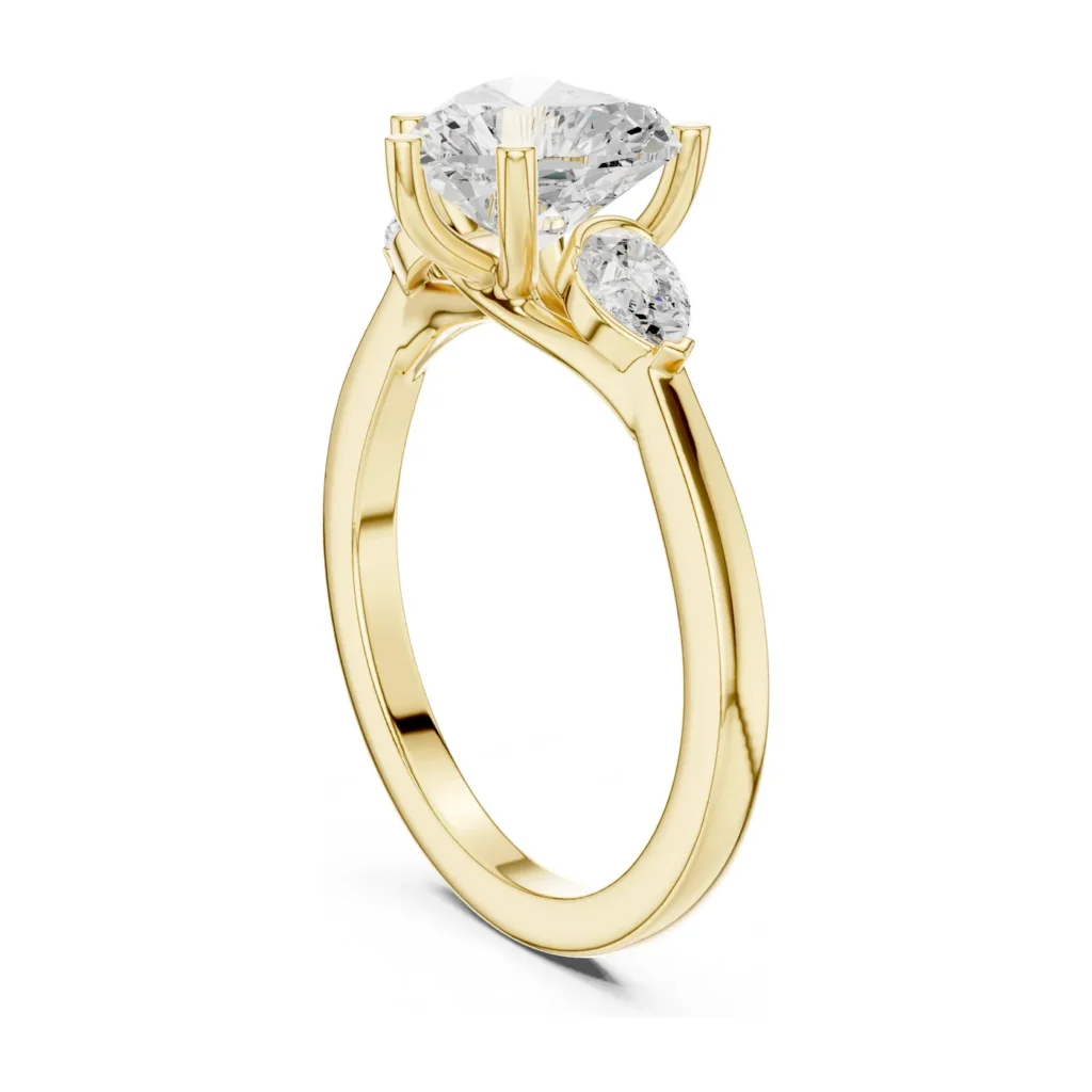 Cushion Ring with Pear Accents