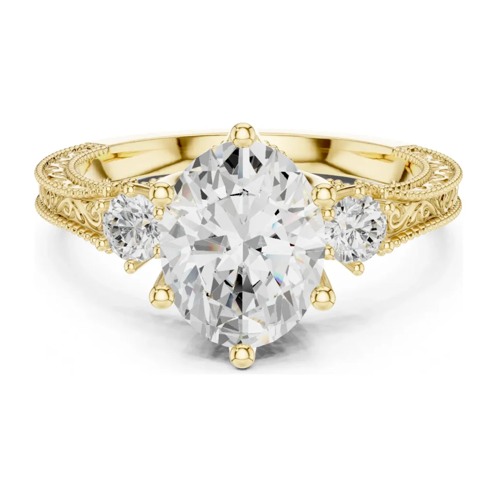 Oval Vintage Milgrain Three-Stone Ring — photo 4