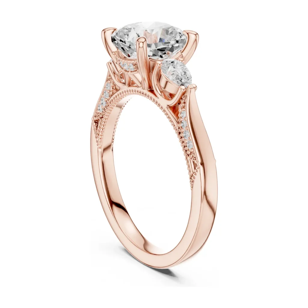 Cushion Vintage Three-Stone Milgrain Ring — photo 9