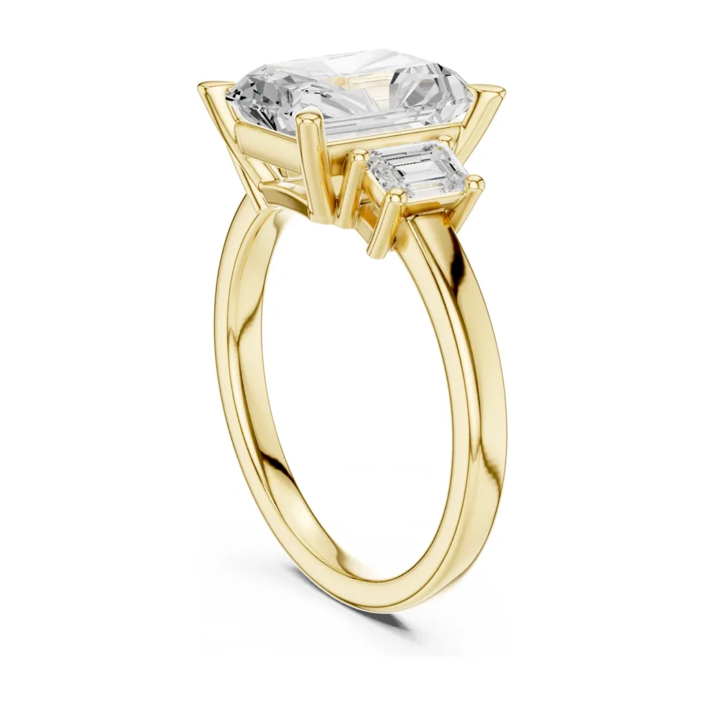 Radiant-Cut Ring with Baguette Sides