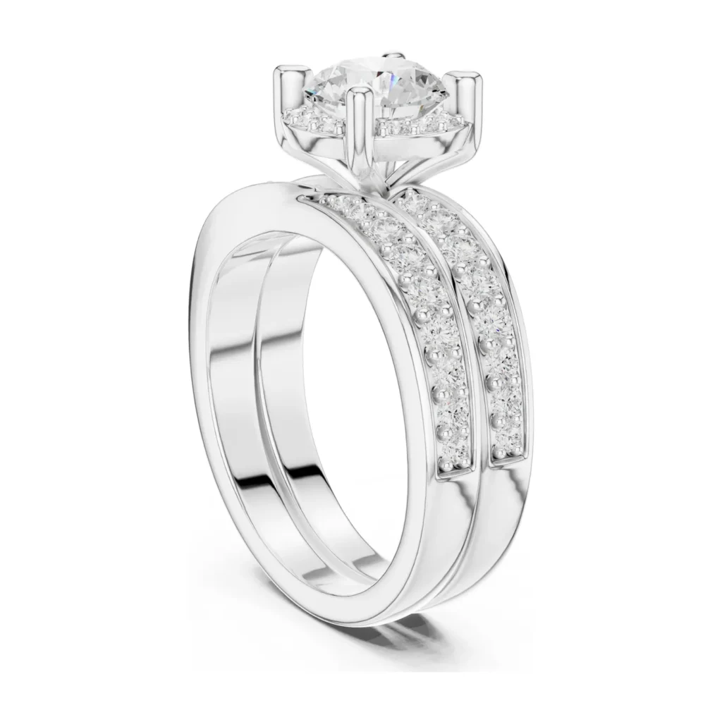 Round Solitaire Pavé Bridal Set — photo 5
