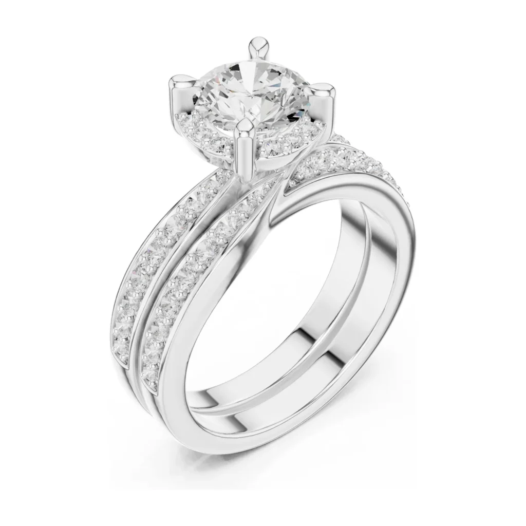 Round Solitaire Pavé Bridal Set — photo 6