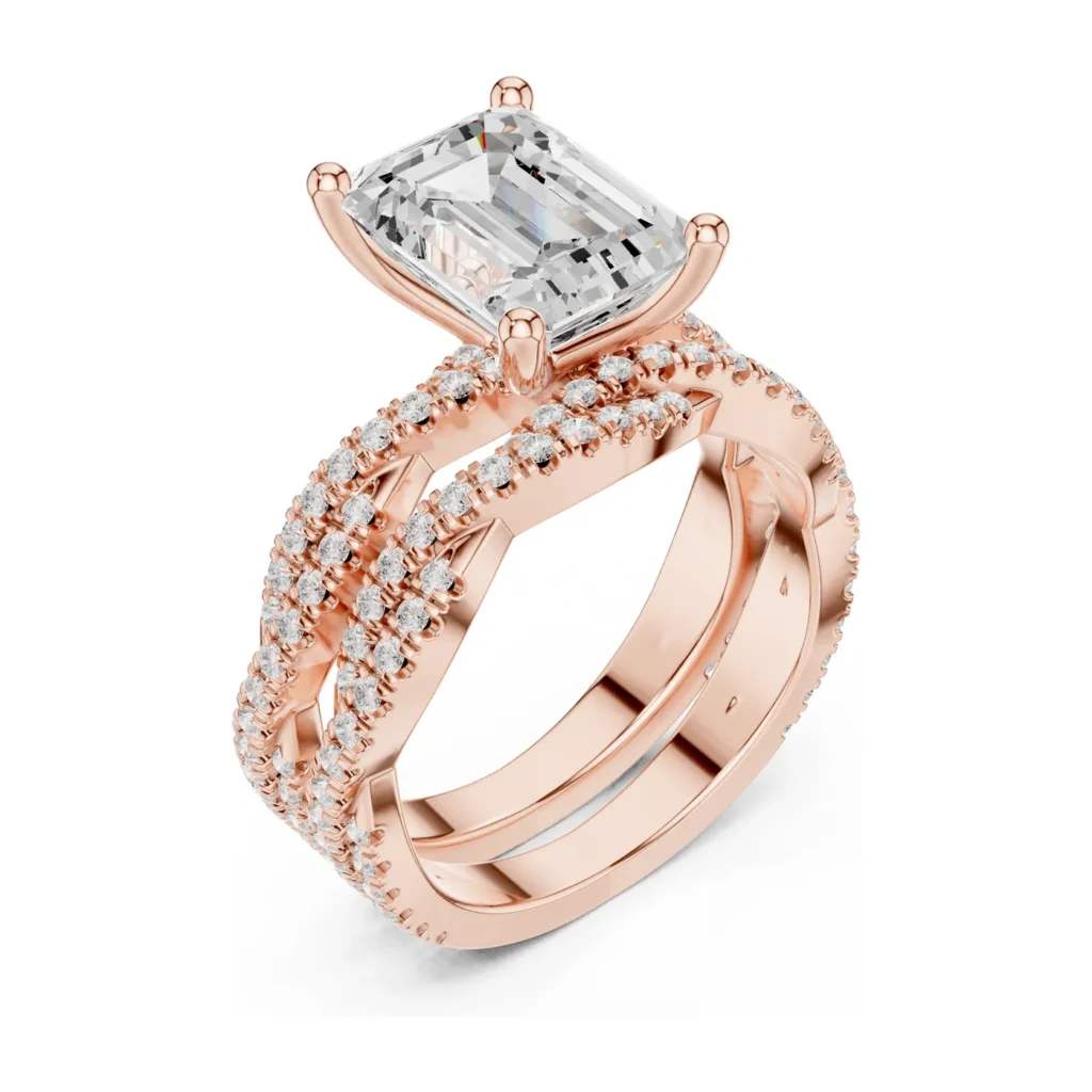 Emerald-Cut Solitaire Twist Bridal Set — photo 10