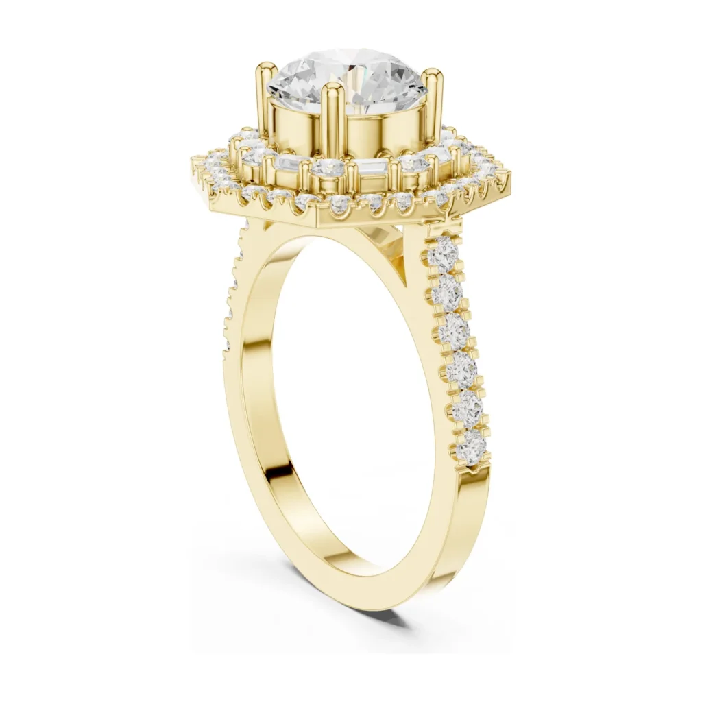 Round Double Halo Pavé Engagement Ring