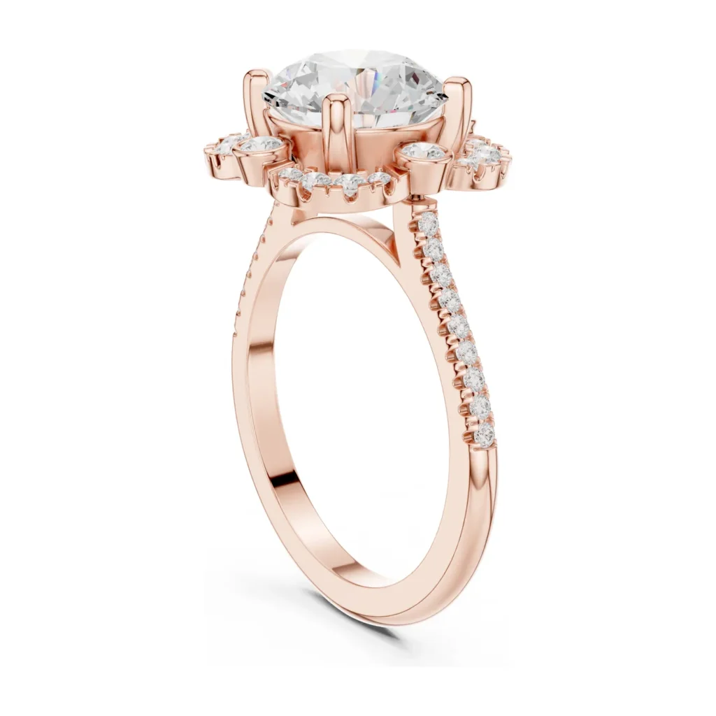 Round Floral Halo with Pavé Band — photo 9