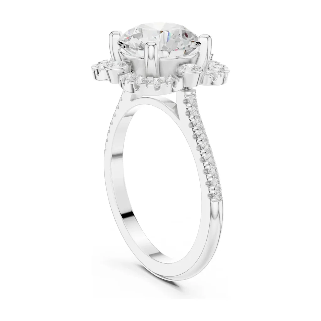 Round Floral Halo with Pavé Band — photo 5
