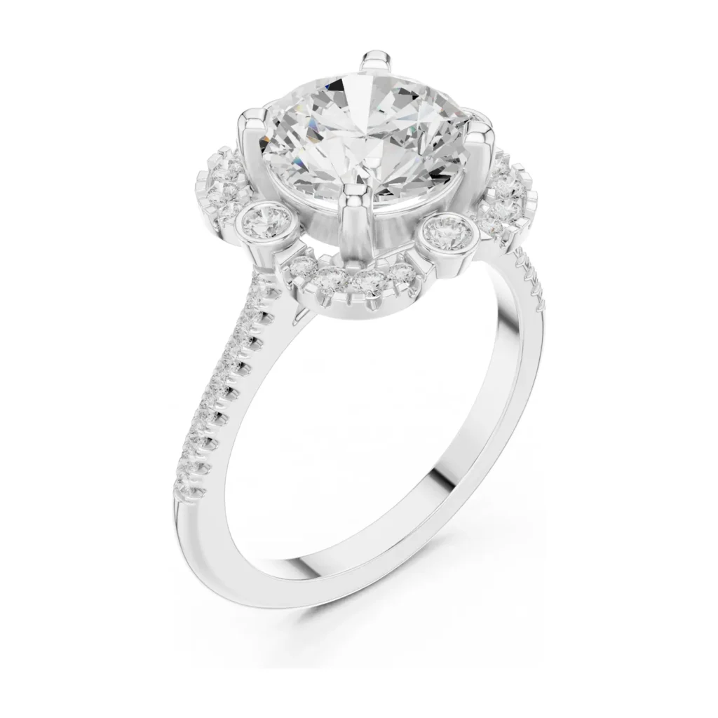 Round Floral Halo with Pavé Band — photo 6