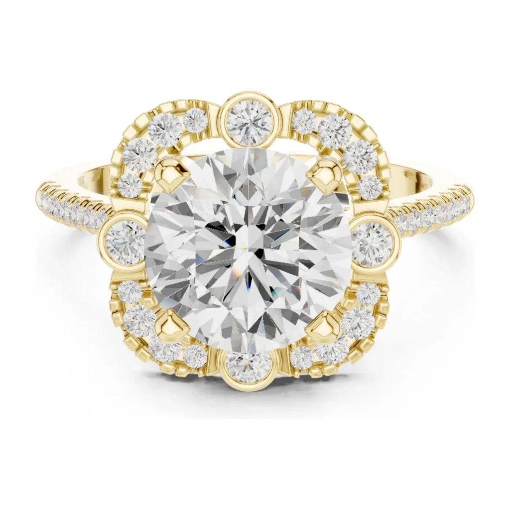 Round Floral Halo with Pavé Band — photo 4