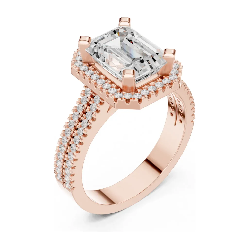 Emerald-Cut Halo Channel Pavé Ring — photo 10