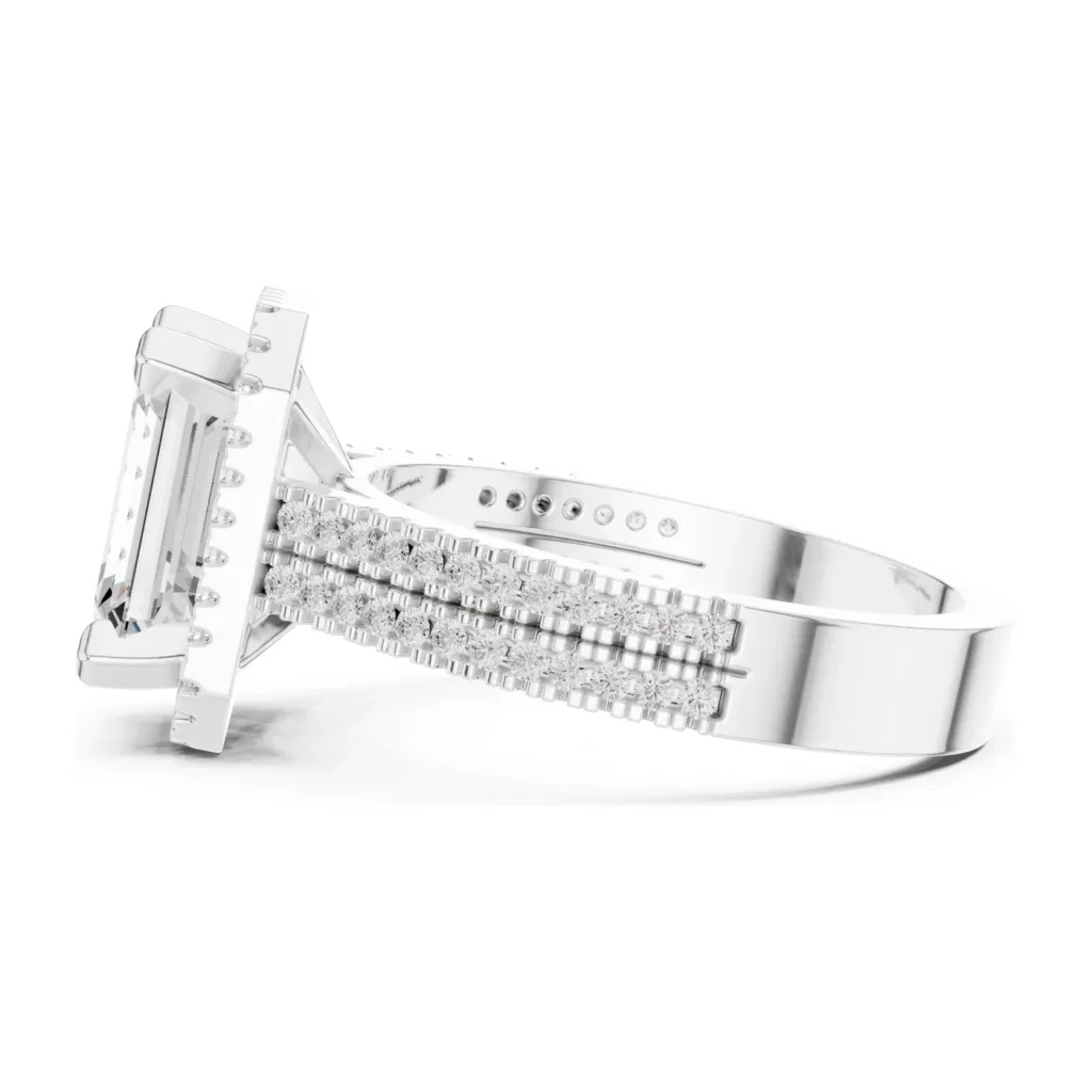 Emerald-Cut Halo Channel Pavé Ring — photo 7