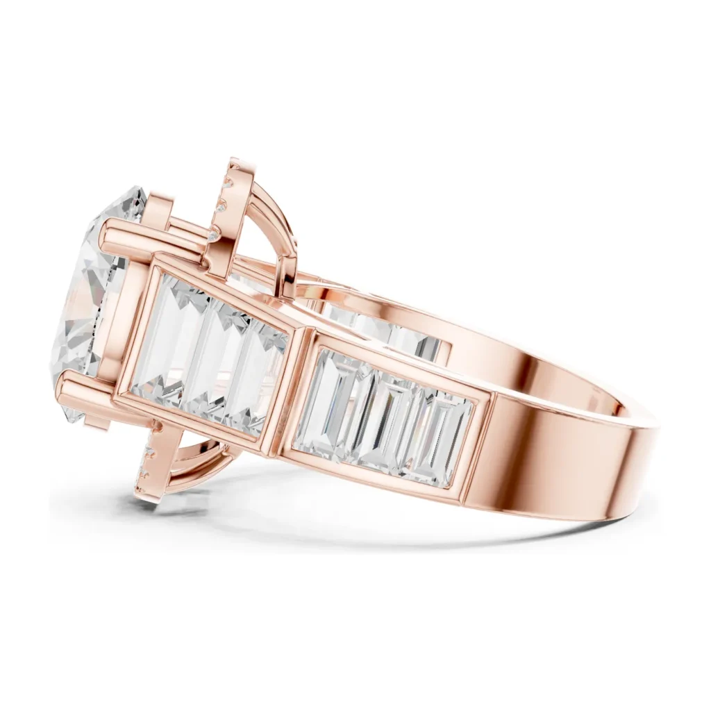 Oval Halo with Channel Baguette Band — photo 11
