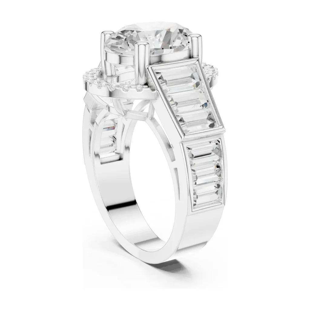 Oval Halo with Channel Baguette Band — photo 5
