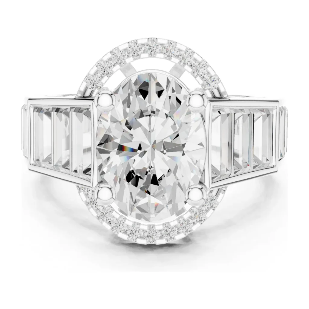 Oval Halo with Channel Baguette Band — photo 8