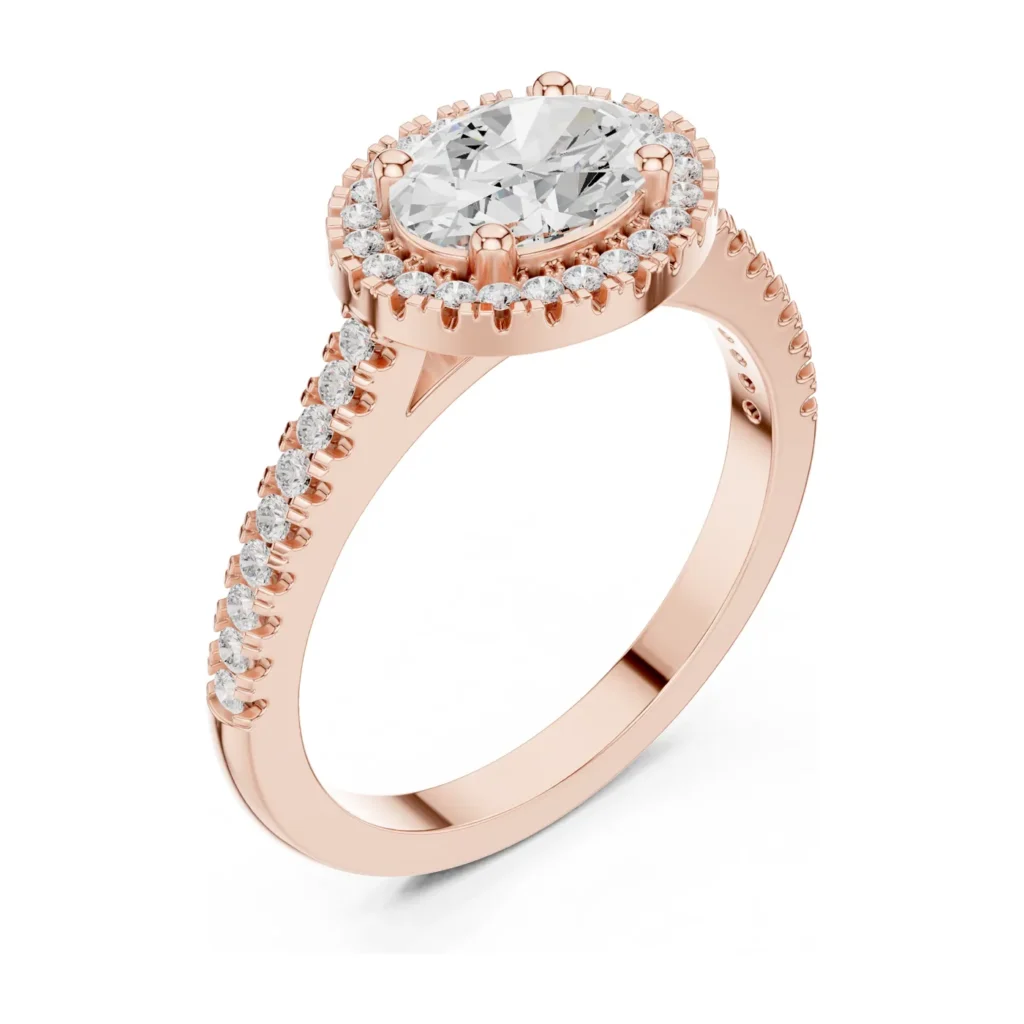 Oval Halo Pavé Engagement Ring — photo 10