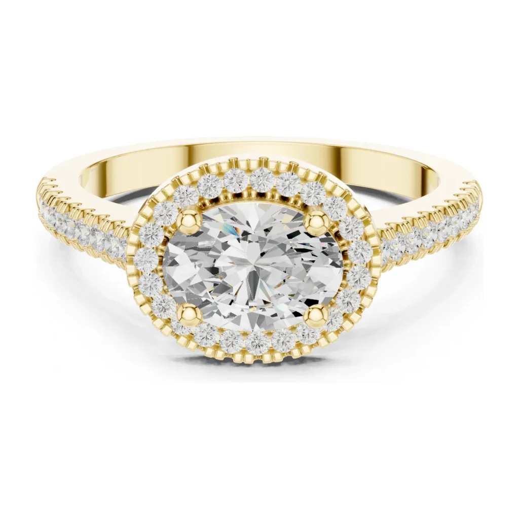 Oval Halo Pavé Engagement Ring — photo 4