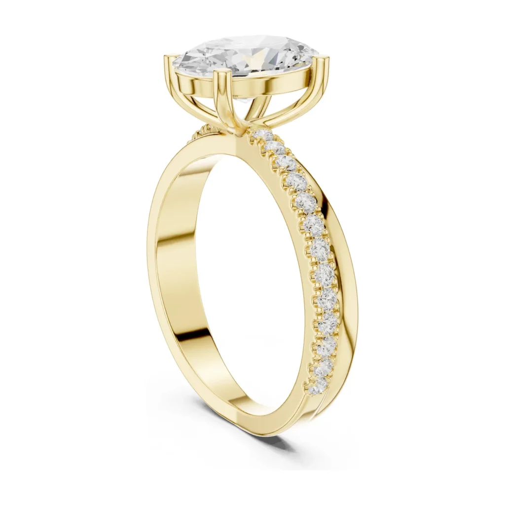 Oval Solitaire Twist Pavé Ring