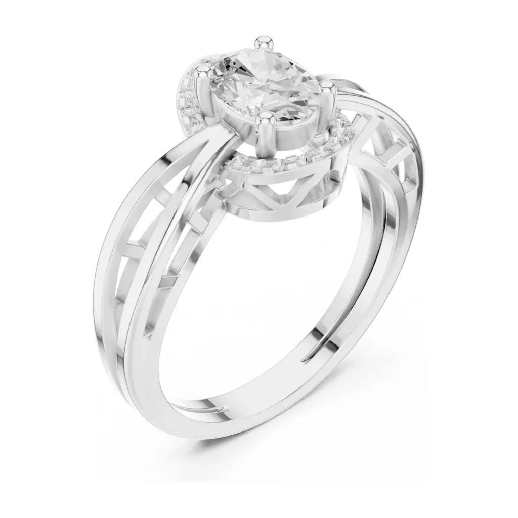 Oval Halo Openwork Bypass Ring — photo 6