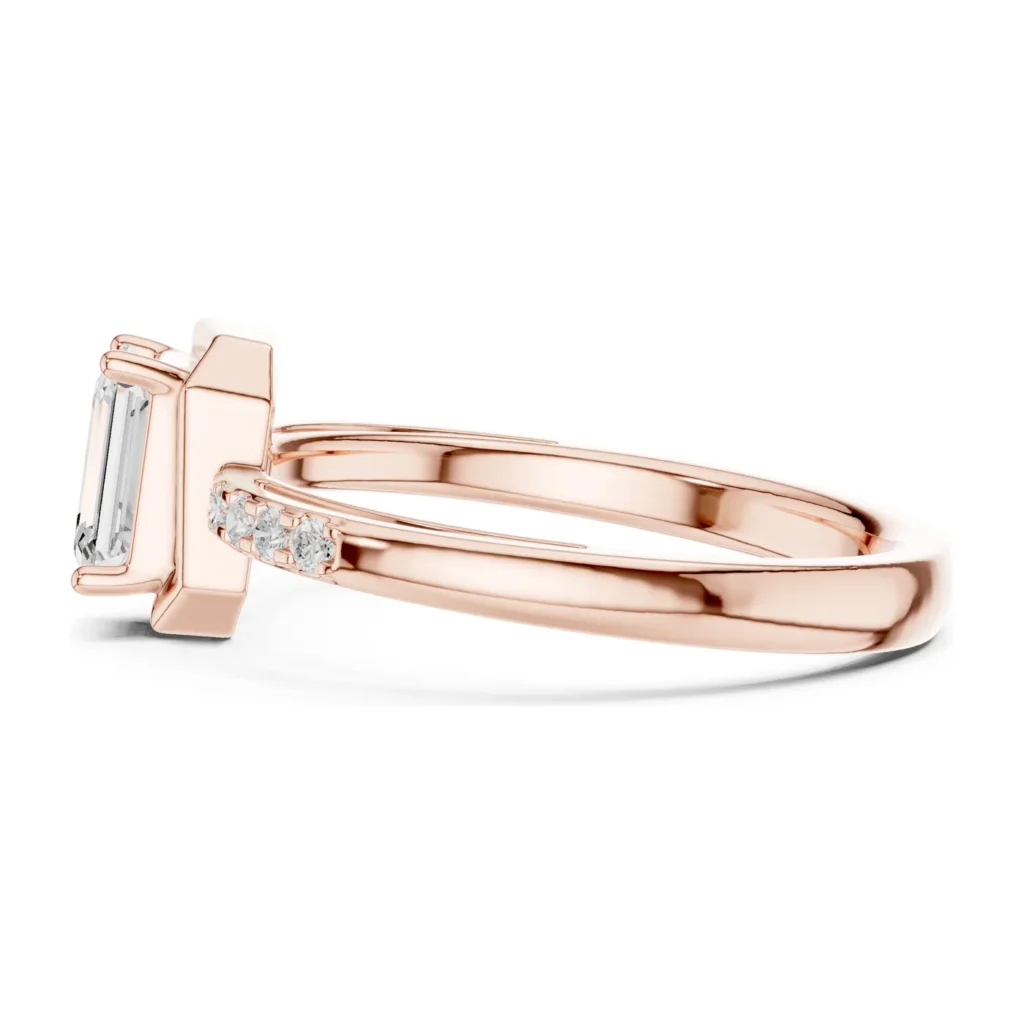 Emerald-Cut Bezel Bypass Pavé Ring — photo 11