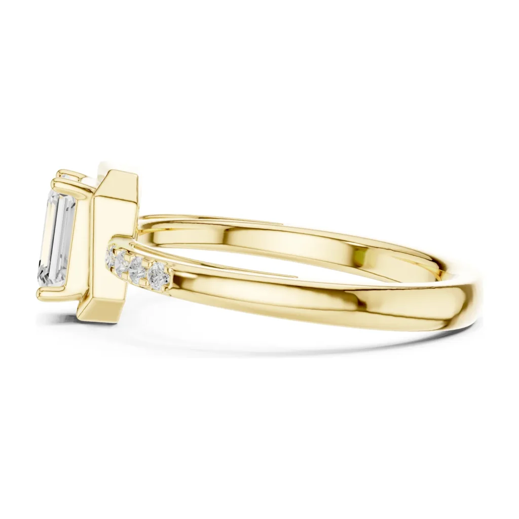 Emerald-Cut Bezel Bypass Pavé Ring — photo 3
