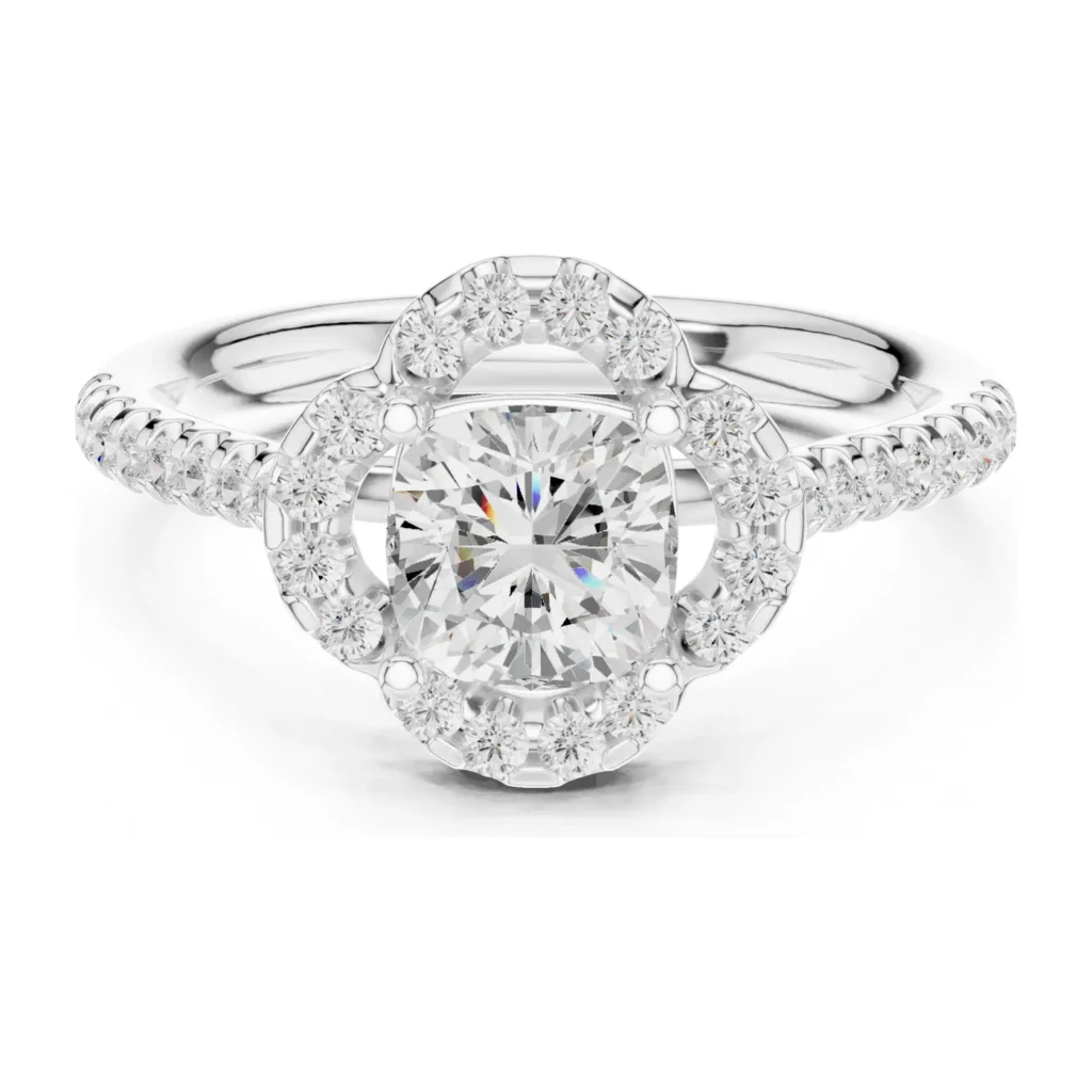 Round Clover Halo Pavé Ring — photo 8