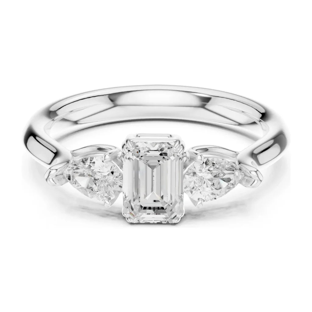 Emerald-Cut & Pear Three-Stone Ring — photo 8