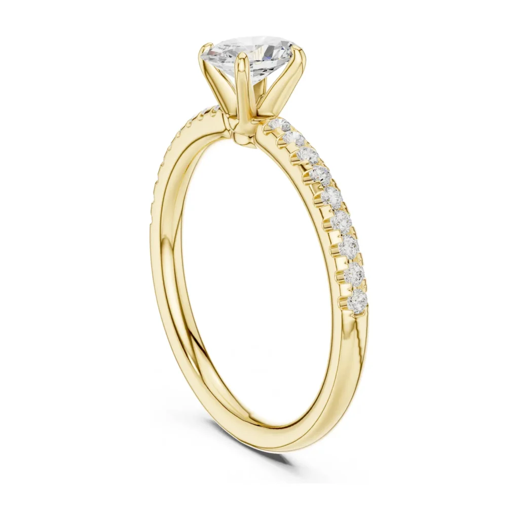 Oval Solitaire Pavé Shank Ring
