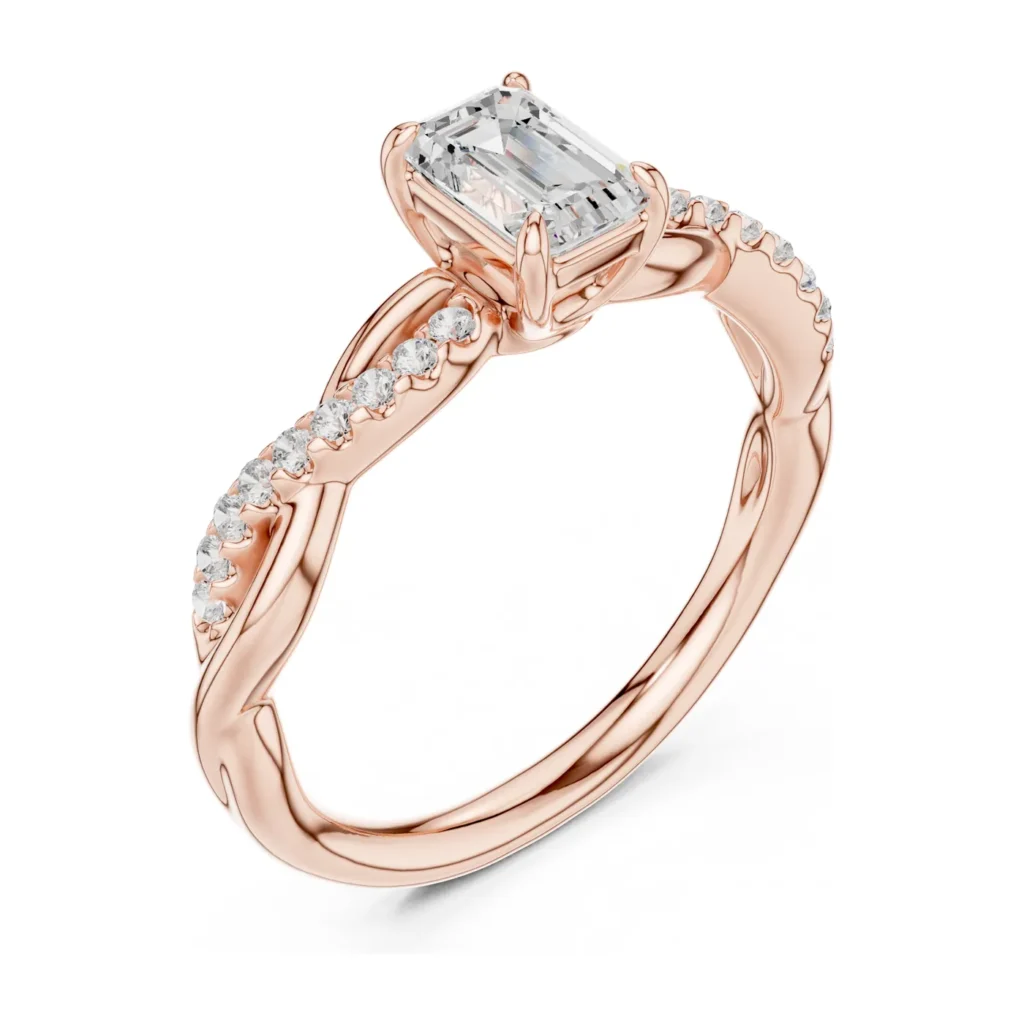 Emerald-Cut Twisted Pavé Ring — photo 10